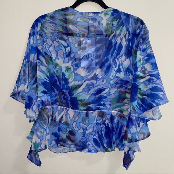 ZARA | Blue Printed Ruffled Blouse - Picture 5 of 8